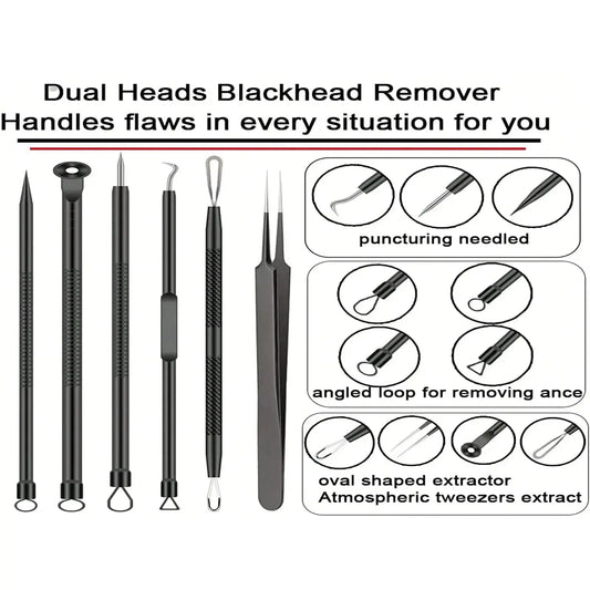 6-piece stainless steel blackhead remover tool set