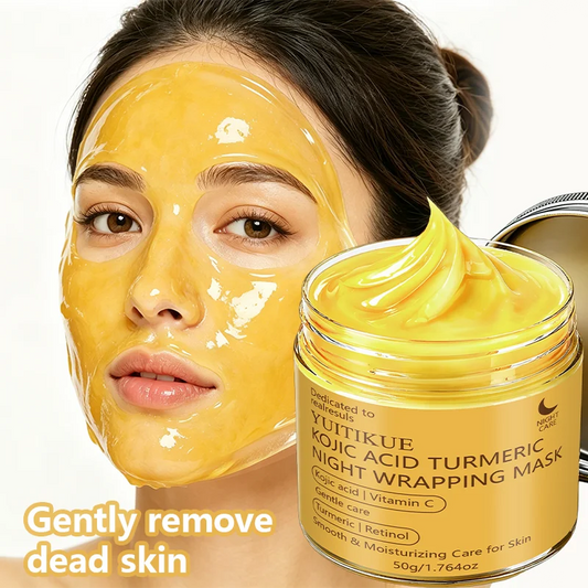YUITIKUE 50g Kojic Acid Turmeric Night Wrapping Mask Vitamin C Retinol Gentle Smooth Moisturizing Overnight Facial Care Mask