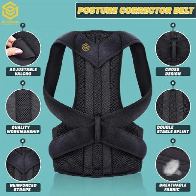Velora Glow Adjustable Posture Corrector – Back Support Strap & Shoulder Brace