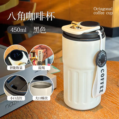 Summer Insulated Stainless Steel Water Cup, Thermos Cup, Coffee Cup, Double-Layer Car Cup, Smart Display Gift Cup, Customizable Nexacart