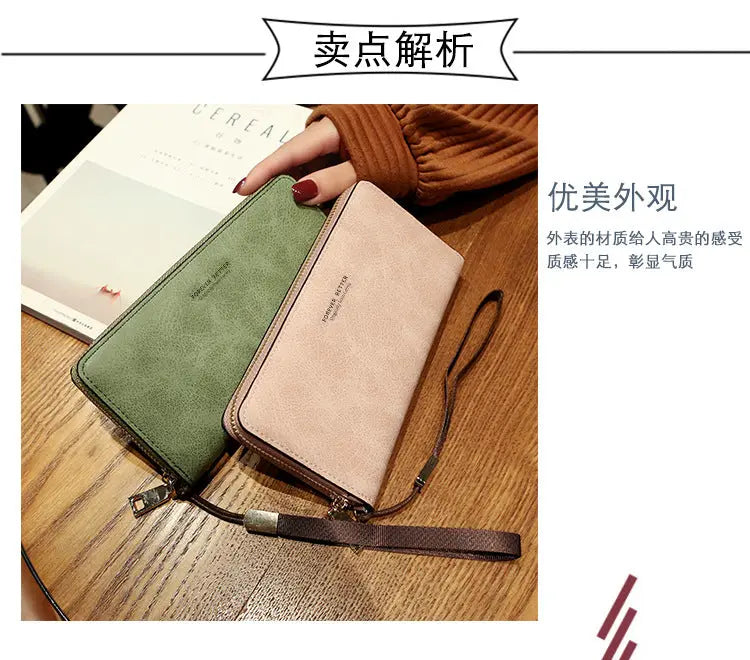 Lonny Women's Hand-Held Long Wallet Korean Style Handbag Multi-Functional Card Holder Mobile Phone Bag Coin Purse Women's Wallet Nexacart