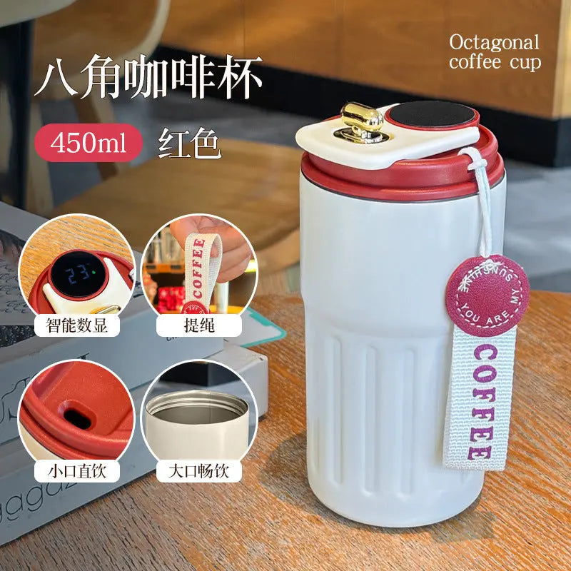 Summer Insulated Stainless Steel Water Cup, Thermos Cup, Coffee Cup, Double-Layer Car Cup, Smart Display Gift Cup, Customizable Nexacart