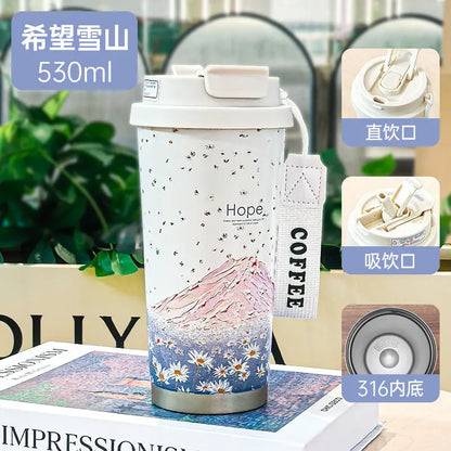 Summer Insulated Stainless Steel Water Cup, Thermos Cup, Coffee Cup, Double-Layer Car Cup, Smart Display Gift Cup, Customizable Nexacart