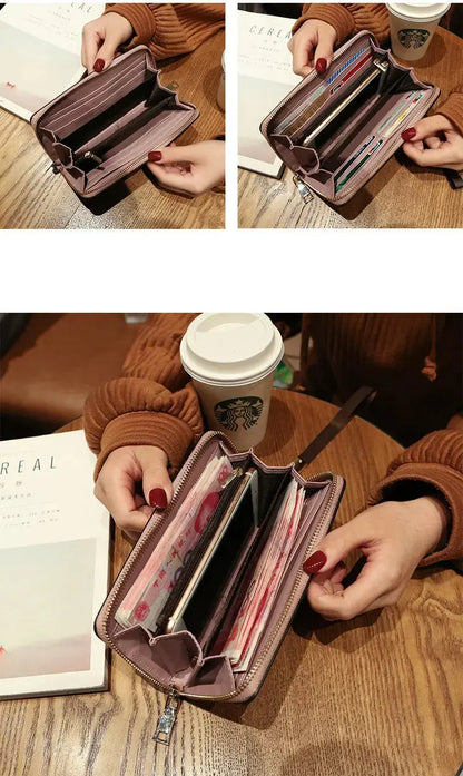 Lonny Women's Hand-Held Long Wallet Korean Style Handbag Multi-Functional Card Holder Mobile Phone Bag Coin Purse Women's Wallet Nexacart