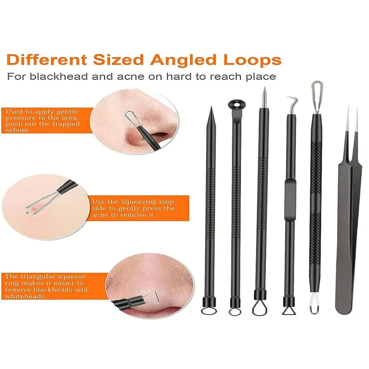 6-piece stainless steel blackhead remover tool set