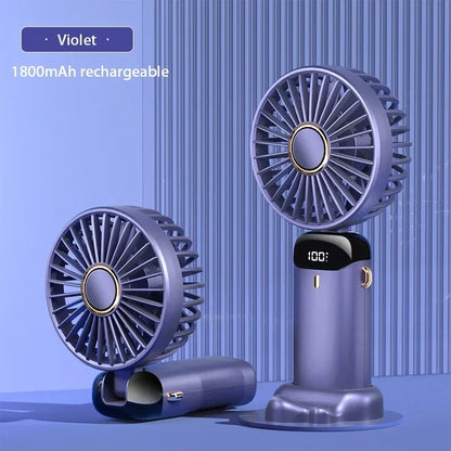 Velora Glow Rechargeable Neck Fan – Foldable Hands-Free Cooling Fan with Phone Stand