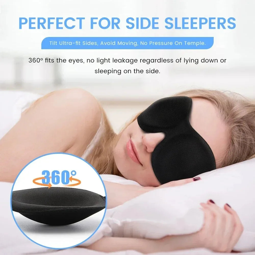 3D Contoured Memory Foam Sleep Mask – Blackout Eye Mask for Deep Rest & Travel