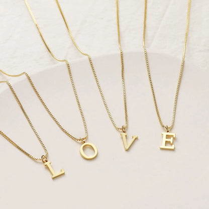 Gold initial necklace A to Z letters