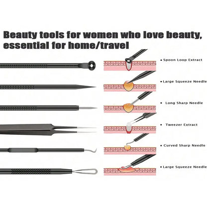 6-piece stainless steel blackhead remover tool set