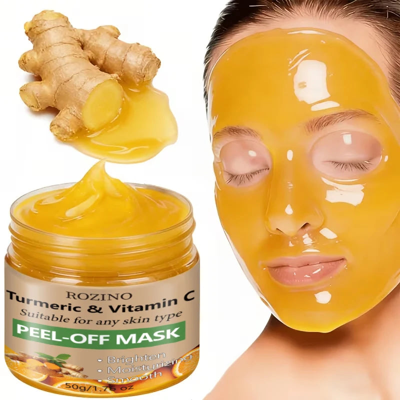 50g Turmeric and Vitamin C Peel-Off Mask, Brightens Skin Tone, Moisturizes, Smoothes