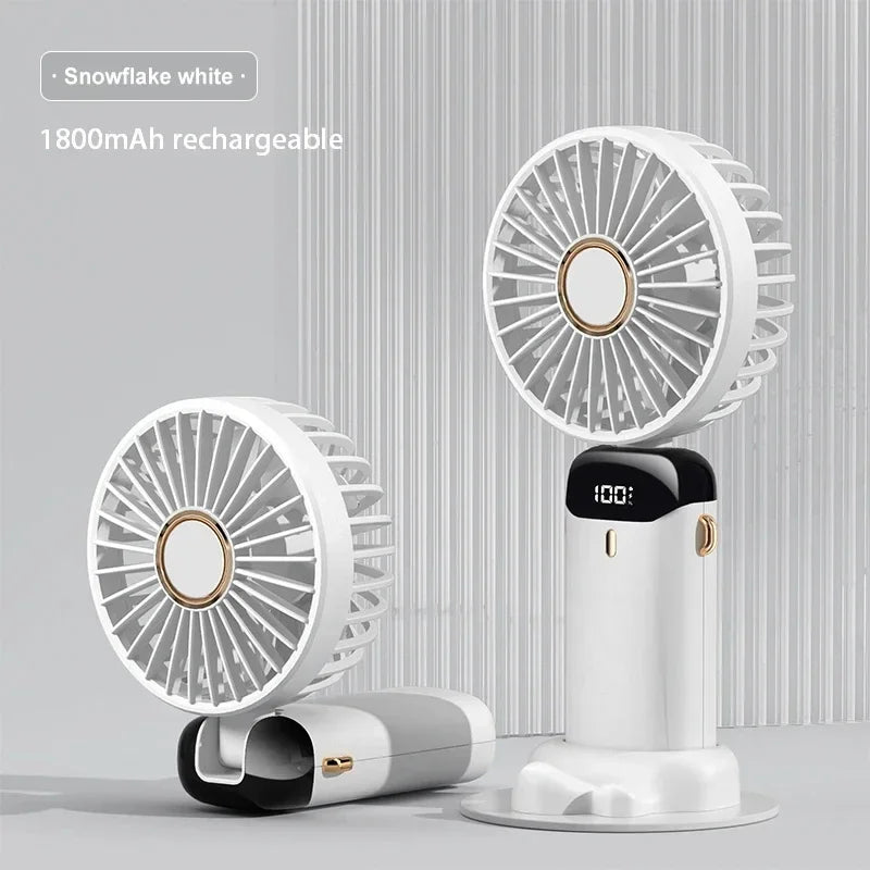 Velora Glow Rechargeable Neck Fan – Foldable Hands-Free Cooling Fan with Phone Stand