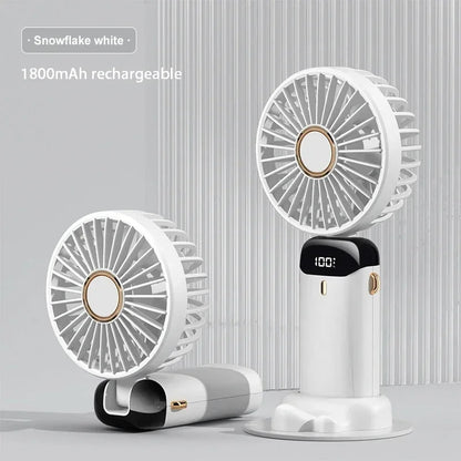 Velora Glow Rechargeable Neck Fan – Foldable Hands-Free Cooling Fan with Phone Stand
