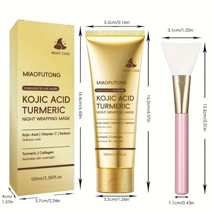Kojic Acid Turmeric Overnight Peel Off Mask 100ml Hydrolyzed Collagen Brightening Skin Firming Korean Facial Treatment