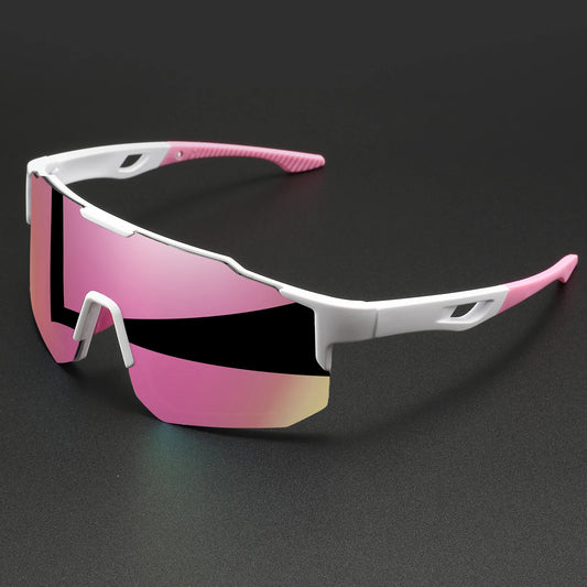 Velora Glow oversized wraparound sunglasses, pink mirror colourway