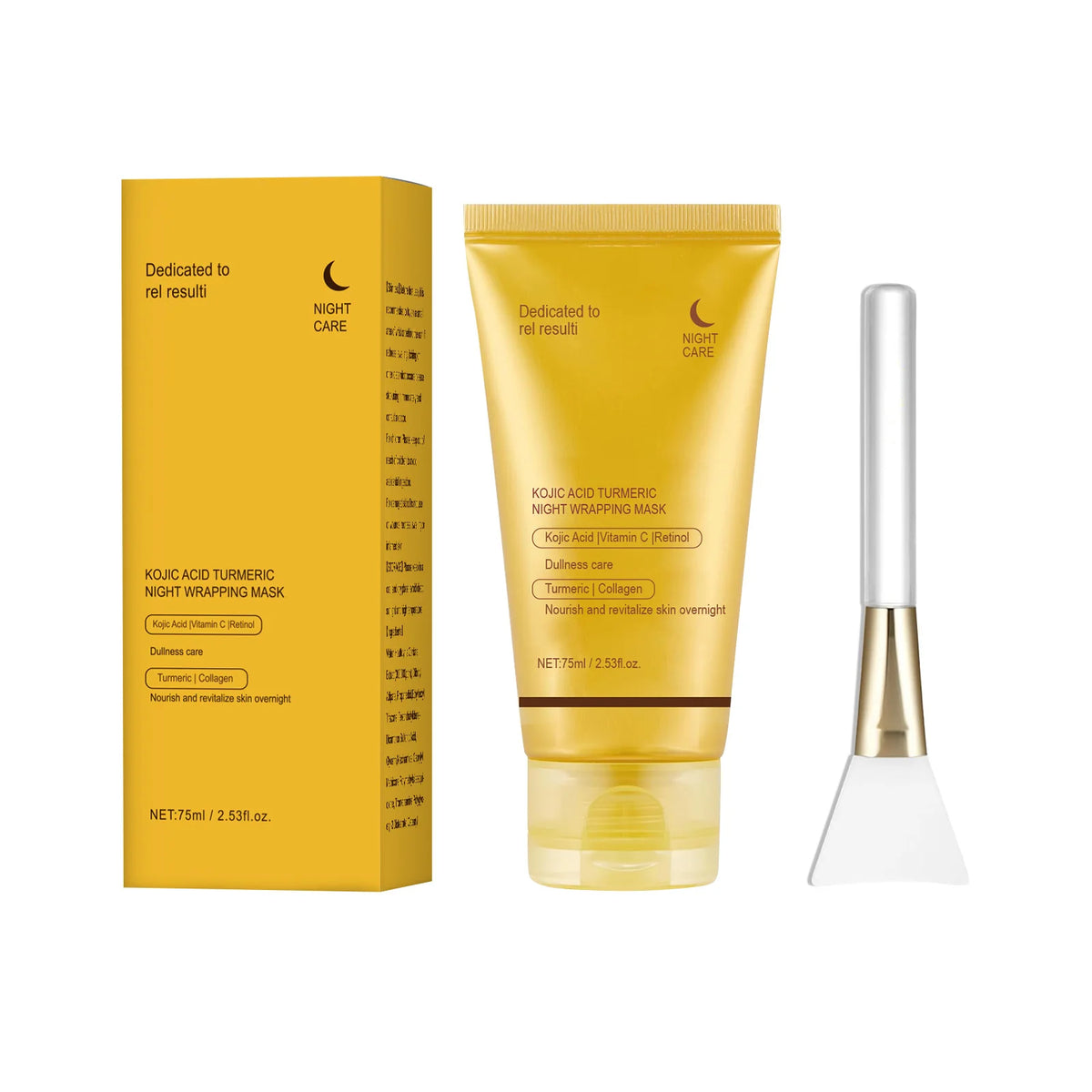Kojic Acid Turmeric Night Wrapping Facial Mask Hydrating Moisturizing Brightening Peel-off Mask Improve Dullness Oil Control