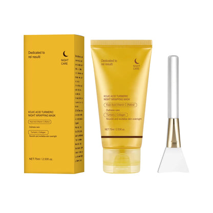 Kojic Acid Turmeric Night Wrapping Facial Mask Hydrating Moisturizing Brightening Peel-off Mask Improve Dullness Oil Control