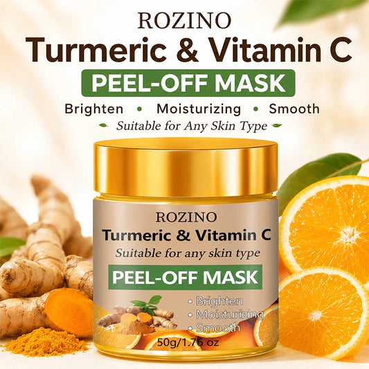 50g Turmeric and Vitamin C Peel-Off Mask, Brightens Skin Tone, Moisturizes, Smoothes
