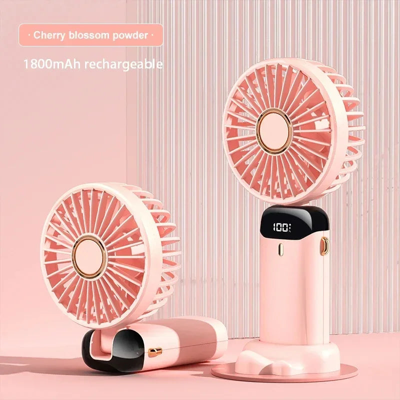 Velora Glow Rechargeable Neck Fan – Foldable Hands-Free Cooling Fan with Phone Stand