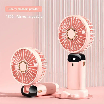 Velora Glow Rechargeable Neck Fan – Foldable Hands-Free Cooling Fan with Phone Stand