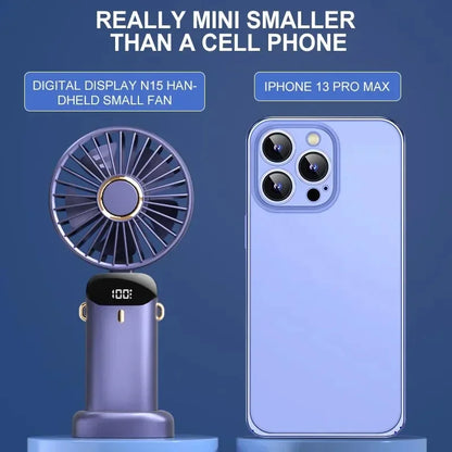 Velora Glow Rechargeable Neck Fan – Foldable Hands-Free Cooling Fan with Phone Stand