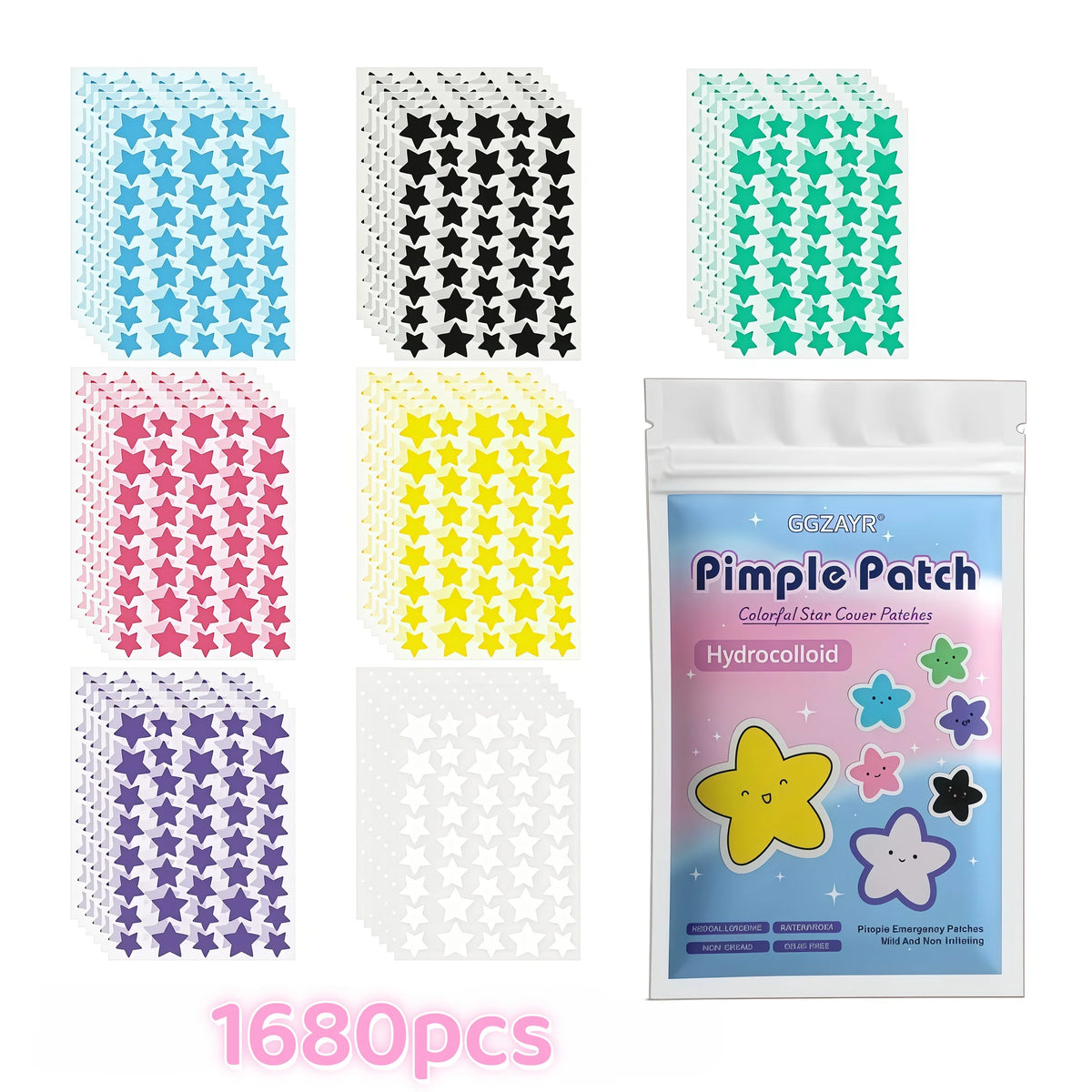 Star Pimple Patches – 280 Colourful Hydrocolloid Spot Covers