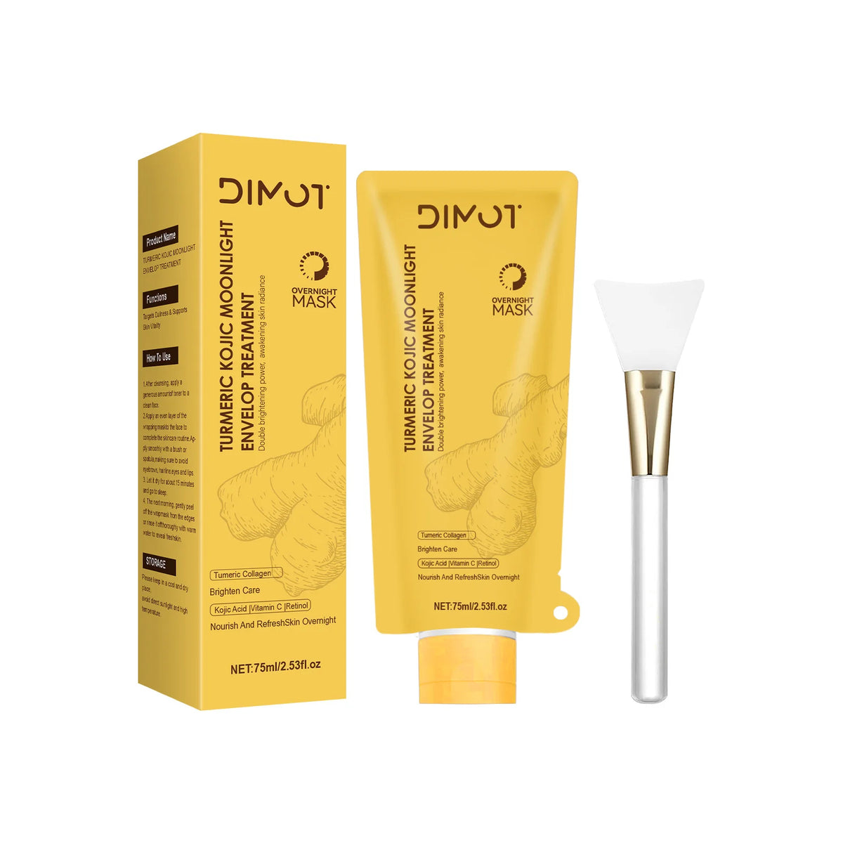 Kojic Acid Turmeric Night Wrapping Facial Mask Hydrating Moisturizing Brightening Peel-off Mask Improve Dullness Oil Control