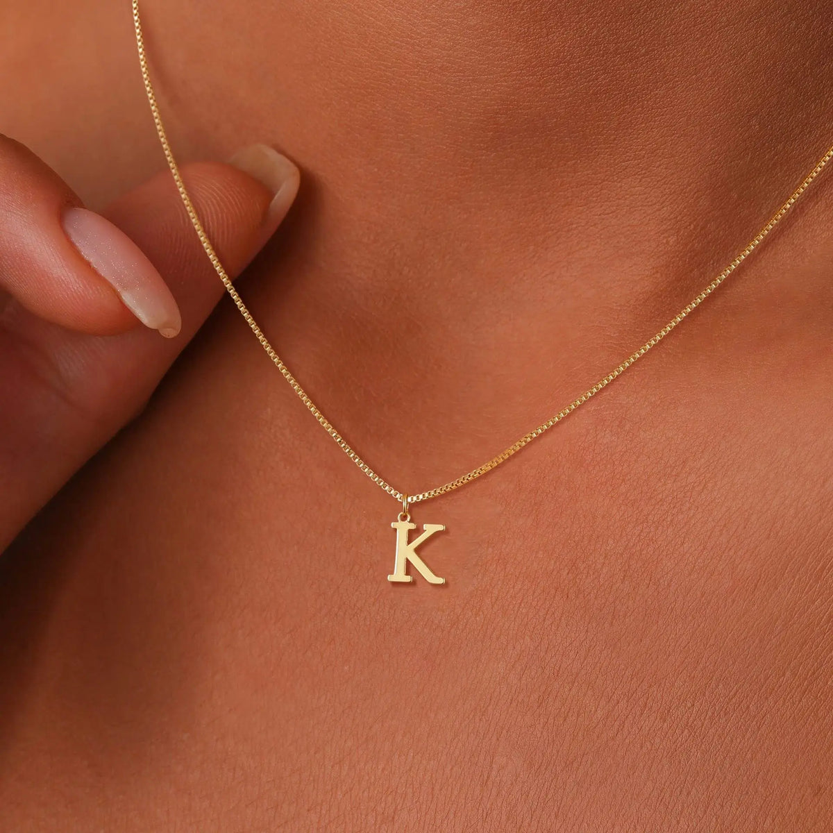 18K gold plated stainless steel initial letter necklace