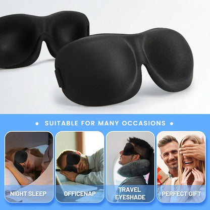 3D Contoured Memory Foam Sleep Mask – Blackout Eye Mask for Deep Rest & Travel