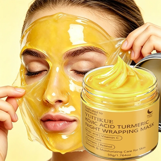 YUITIKUE 50g Kojic Acid Turmeric Night Wrapping Mask Vitamin C Retinol Gentle Smooth Moisturizing Overnight Facial Care Mask