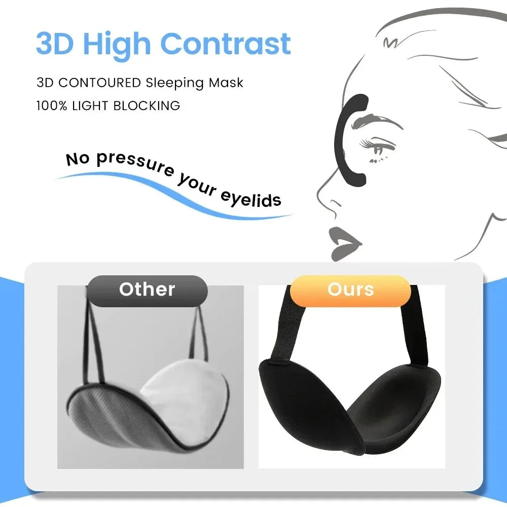 3D Contoured Memory Foam Sleep Mask – Blackout Eye Mask for Deep Rest & Travel