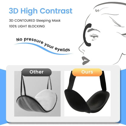 3D Contoured Memory Foam Sleep Mask – Blackout Eye Mask for Deep Rest & Travel