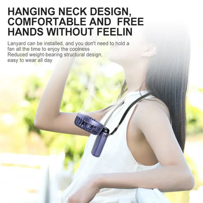Velora Glow Rechargeable Neck Fan – Foldable Hands-Free Cooling Fan with Phone Stand