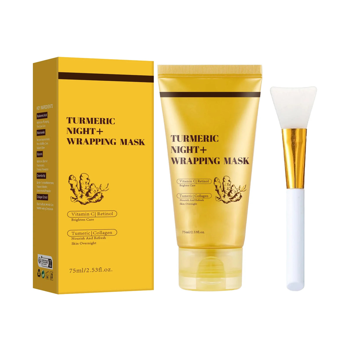 Kojic Acid Turmeric Night Wrapping Facial Mask Hydrating Moisturizing Brightening Peel-off Mask Improve Dullness Oil Control