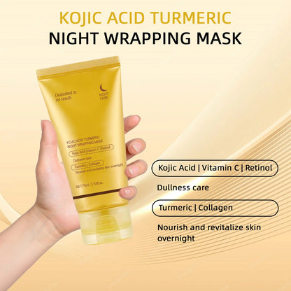 Kojic Acid Turmeric Night Wrapping Facial Mask Hydrating Moisturizing Brightening Peel-off Mask Improve Dullness Oil Control