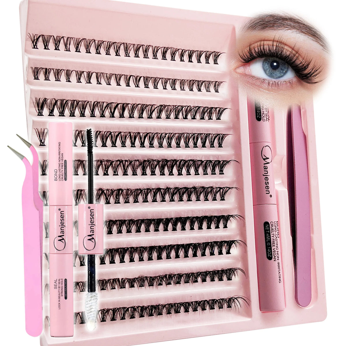 DIY lash cluster extension kit with bond and seal and applicator