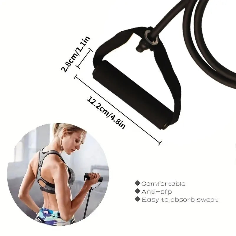 Resistance band tension level chart, 10LB extra light to 30LB extra heavy