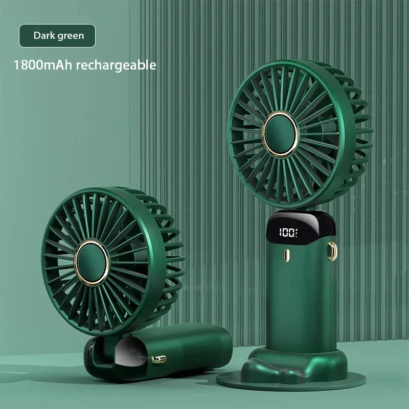 Velora Glow Rechargeable Neck Fan – Foldable Hands-Free Cooling Fan with Phone Stand