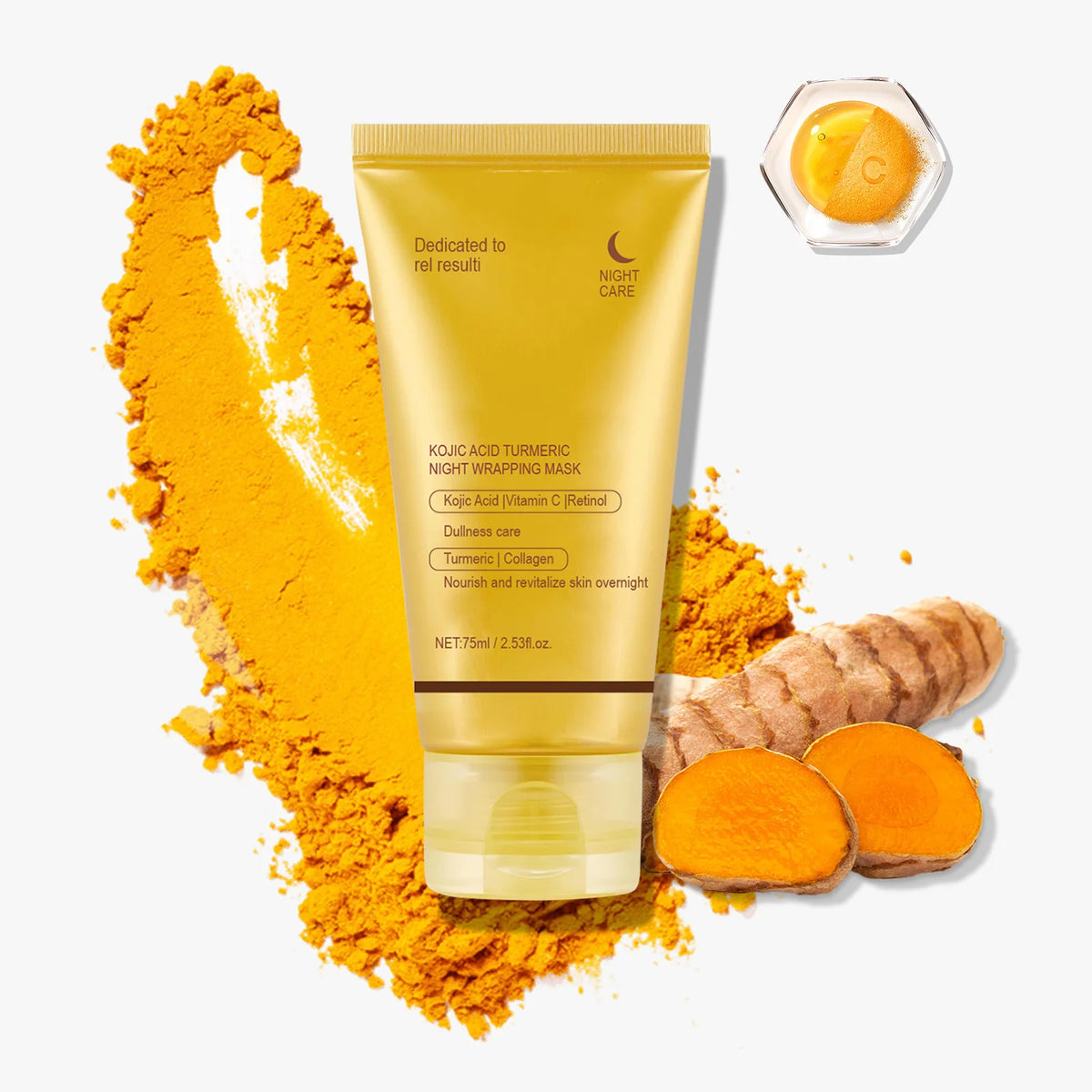 Kojic Acid Turmeric Night Wrapping Facial Mask Hydrating Moisturizing Brightening Peel-off Mask Improve Dullness Oil Control