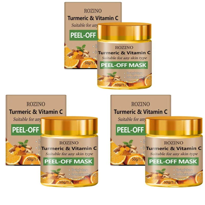50g Turmeric and Vitamin C Peel-Off Mask, Brightens Skin Tone, Moisturizes, Smoothes