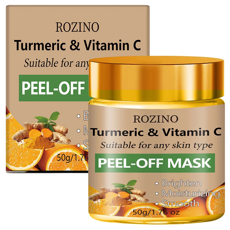 50g Turmeric and Vitamin C Peel-Off Mask, Brightens Skin Tone, Moisturizes, Smoothes