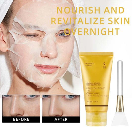 Kojic Acid Turmeric Night Wrapping Facial Mask Hydrating Moisturizing Brightening Peel-off Mask Improve Dullness Oil Control