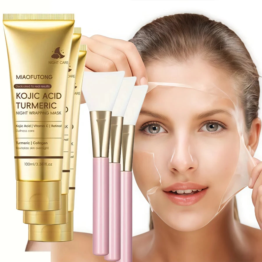 Kojic Acid Turmeric Overnight Peel Off Mask 100ml Hydrolyzed Collagen Brightening Skin Firming Korean Facial Treatment