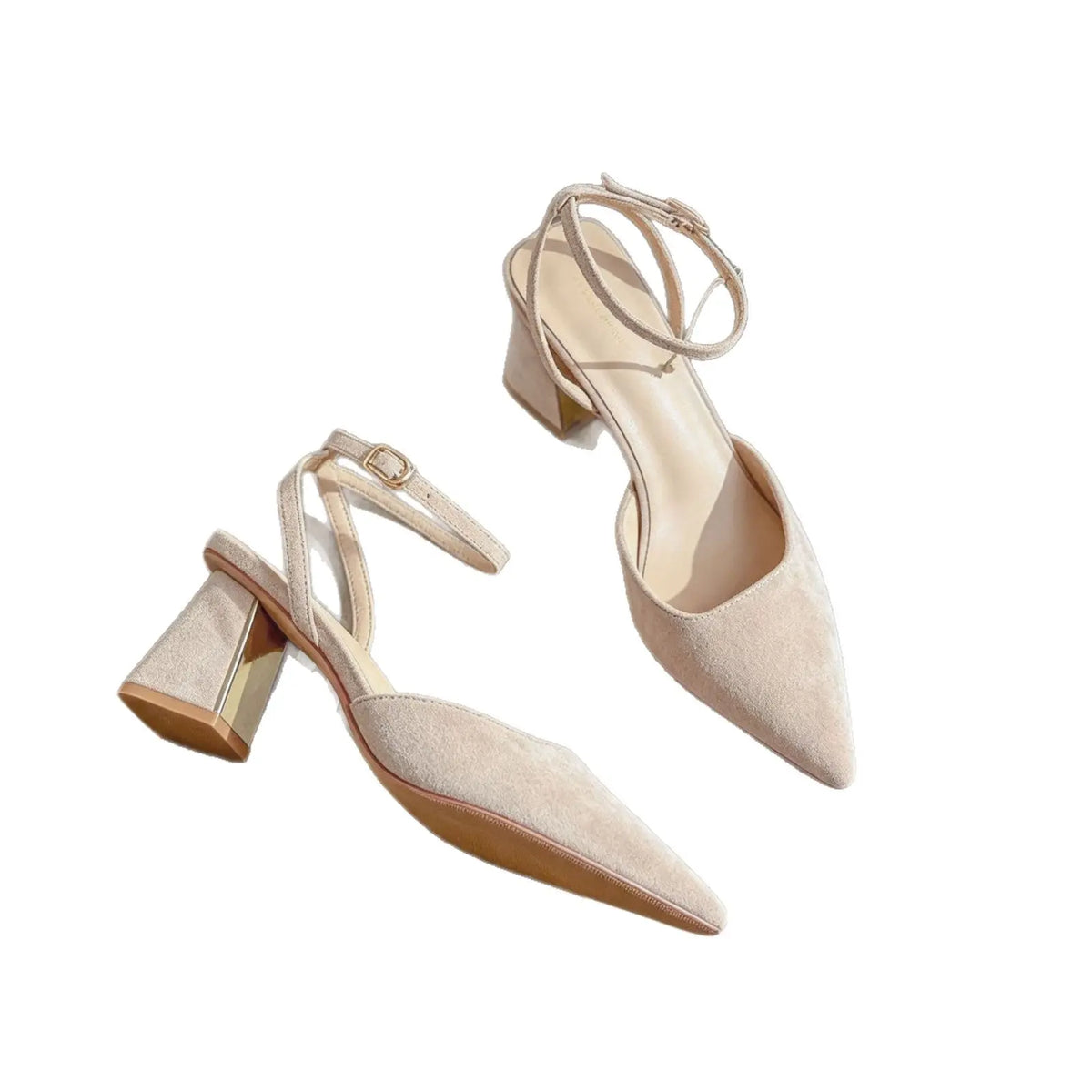 women's chunky heel French-style pumps